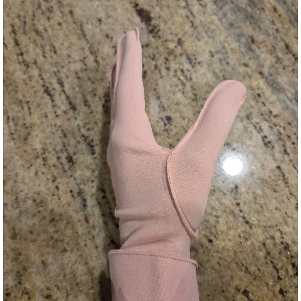 New! Vintage Women's Size L/XL Pink Stretch Formal Gloves Cuffed *Flaws*